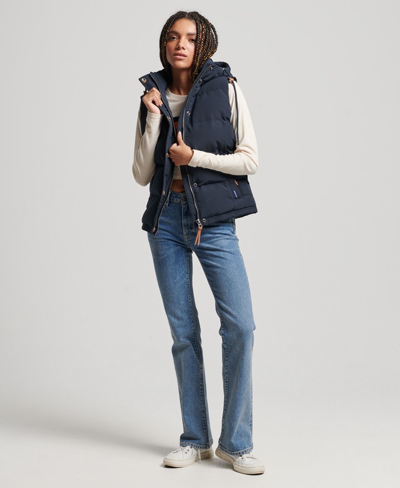 vintage everest-gilet met capuchon in eclipse navy
