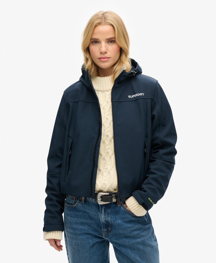 code trekker softshelljack met capuchon in eclipse navy