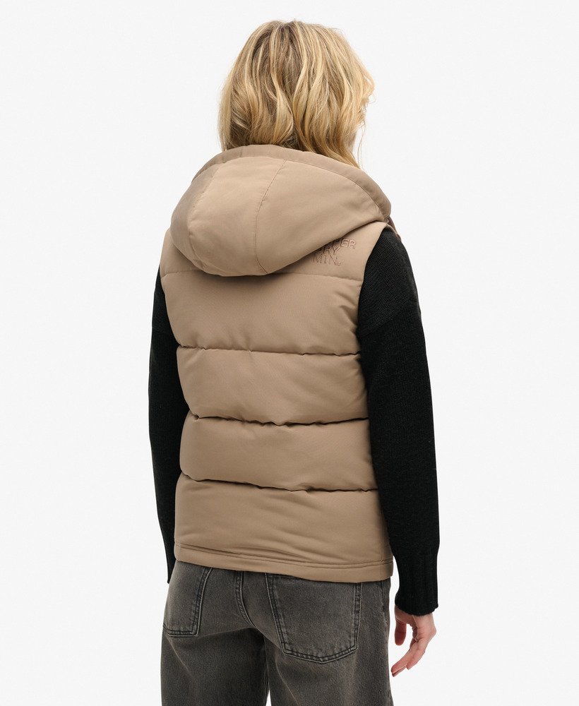 everest gewatteerd vest met capuchon in fossielbruin