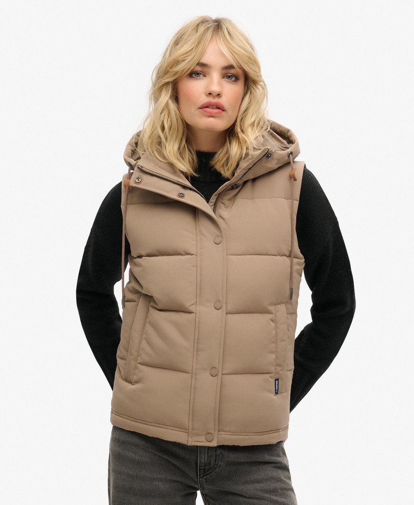 everest gewatteerd vest met capuchon in fossielbruin