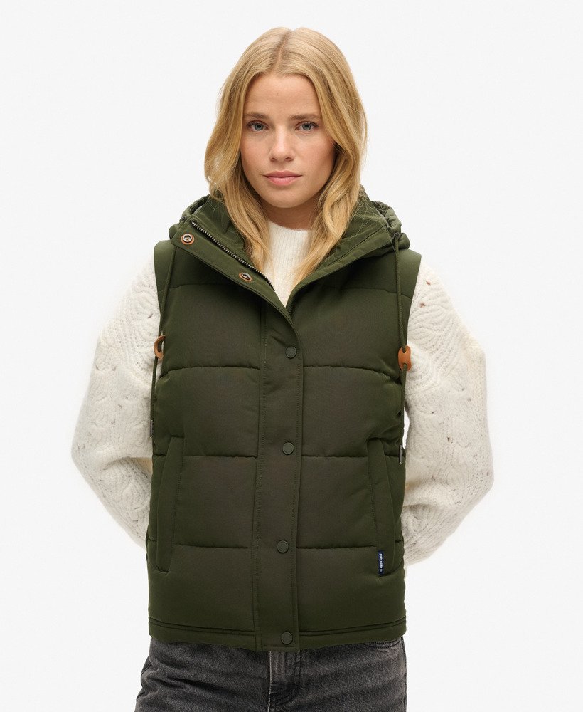 everest gewatteerd vest met capuchon in abyss khaki