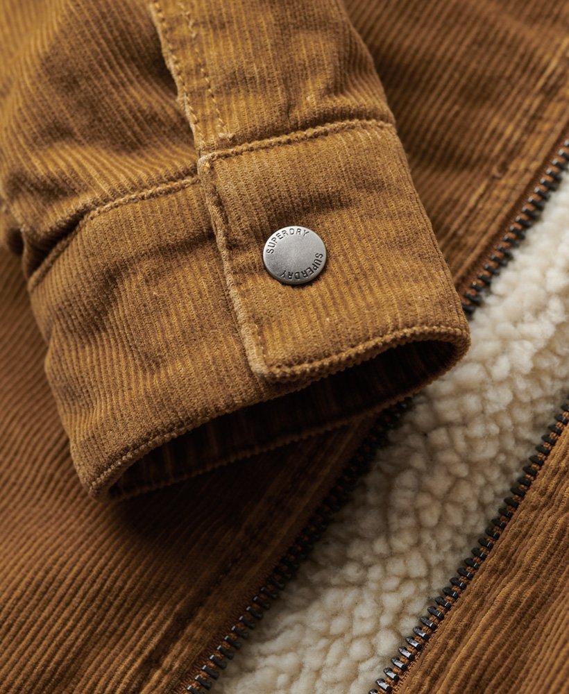 korte corduroy jas met sherpa voering in denim co tobacco