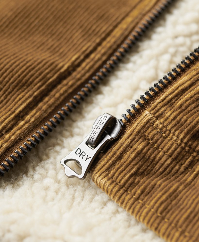 korte corduroy jas met sherpa voering in denim co tobacco