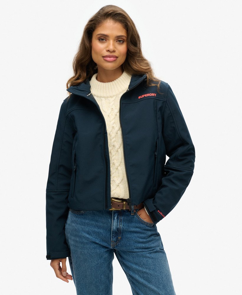 code trekker softshell-jas met capuchon in eclipse navycoral