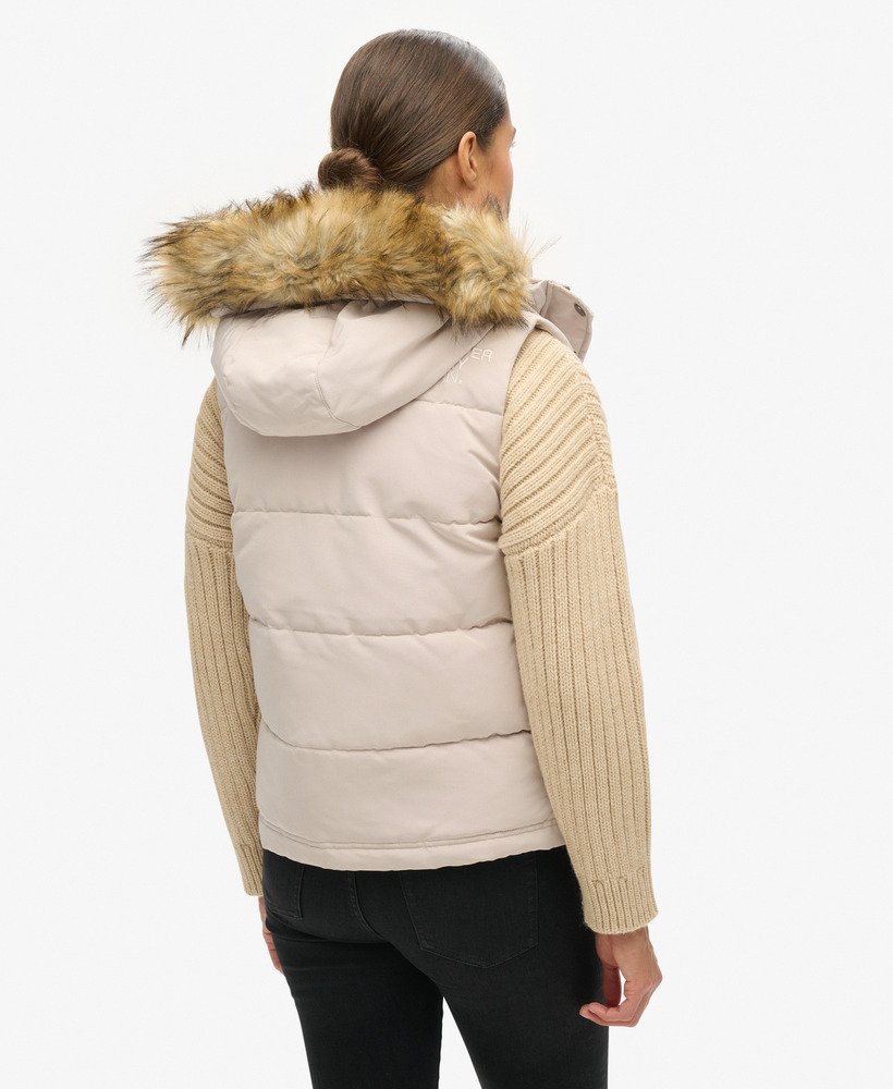 everest gewatteerd vest van imitatiebont in chateau gray