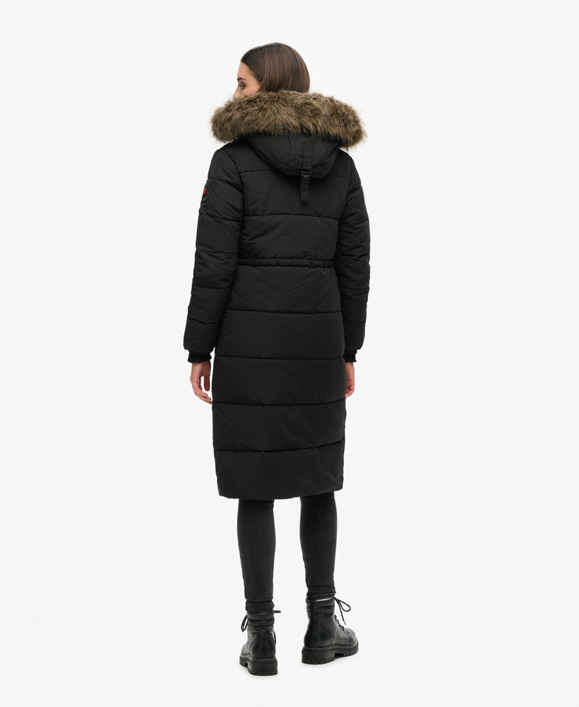 everest longline puffer coat in gitzwart