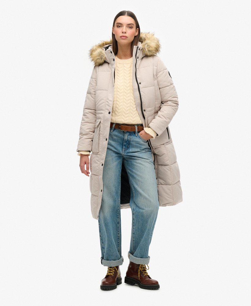 everest longline puffer coat in chateau gray