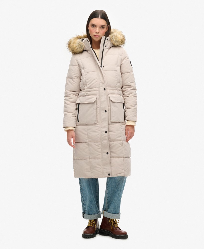 everest longline puffer coat in chateau gray