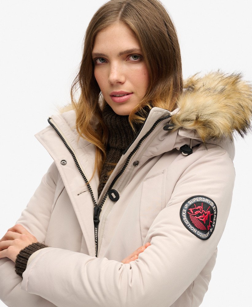 everest parka met capuchon van imitatiebont in chateau gray