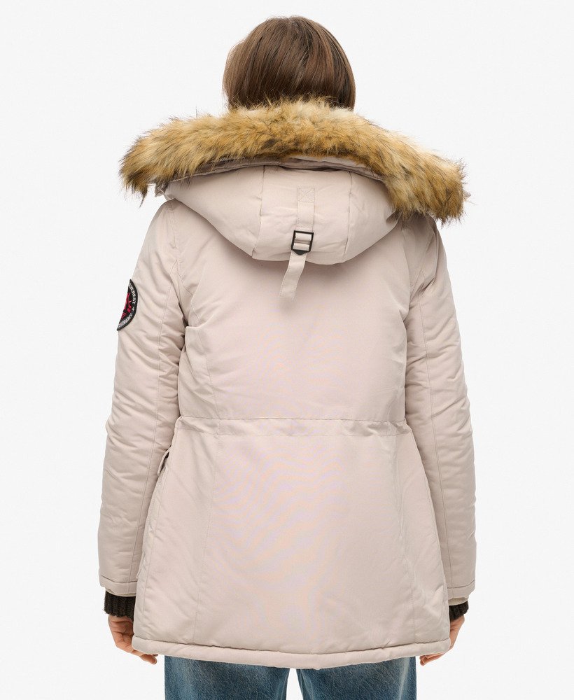 everest parka met capuchon van imitatiebont in chateau gray