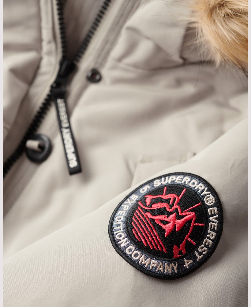 everest parka met capuchon van imitatiebont in chateau gray