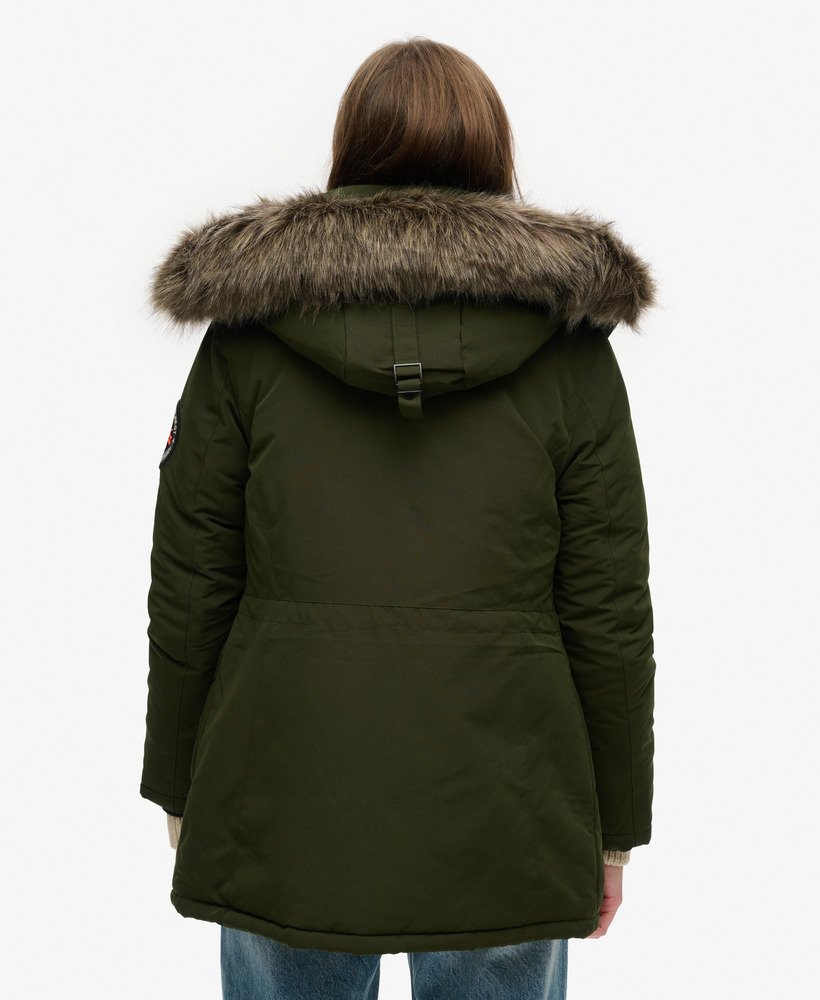 everest parka met capuchon van imitatiebont in abyss khaki
