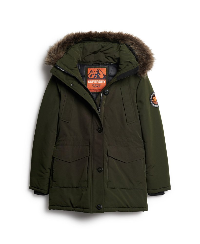 everest parka met capuchon van imitatiebont in abyss khaki