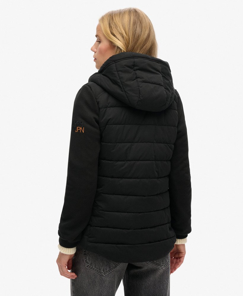 capuchon storm hybrid gewatteerde jas in zwart