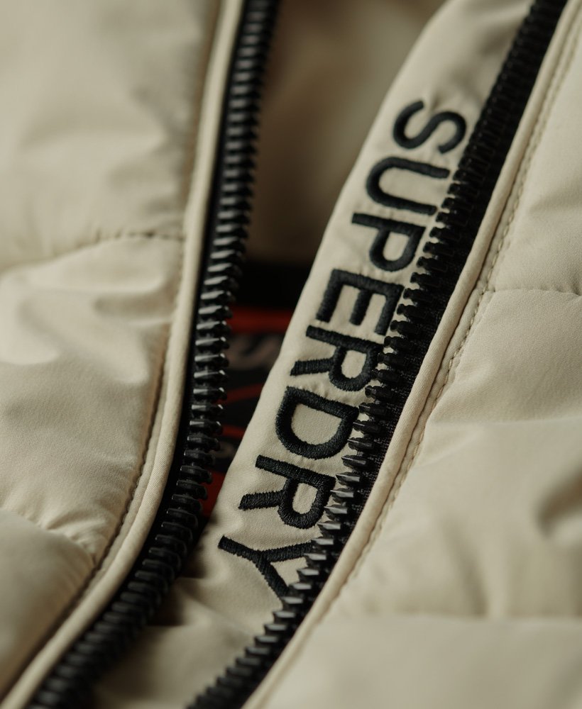 capuchon storm hybrid gewatteerde jas in pelican beige