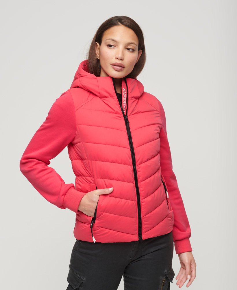 capuchon storm hybrid gewatteerde jas in active pink