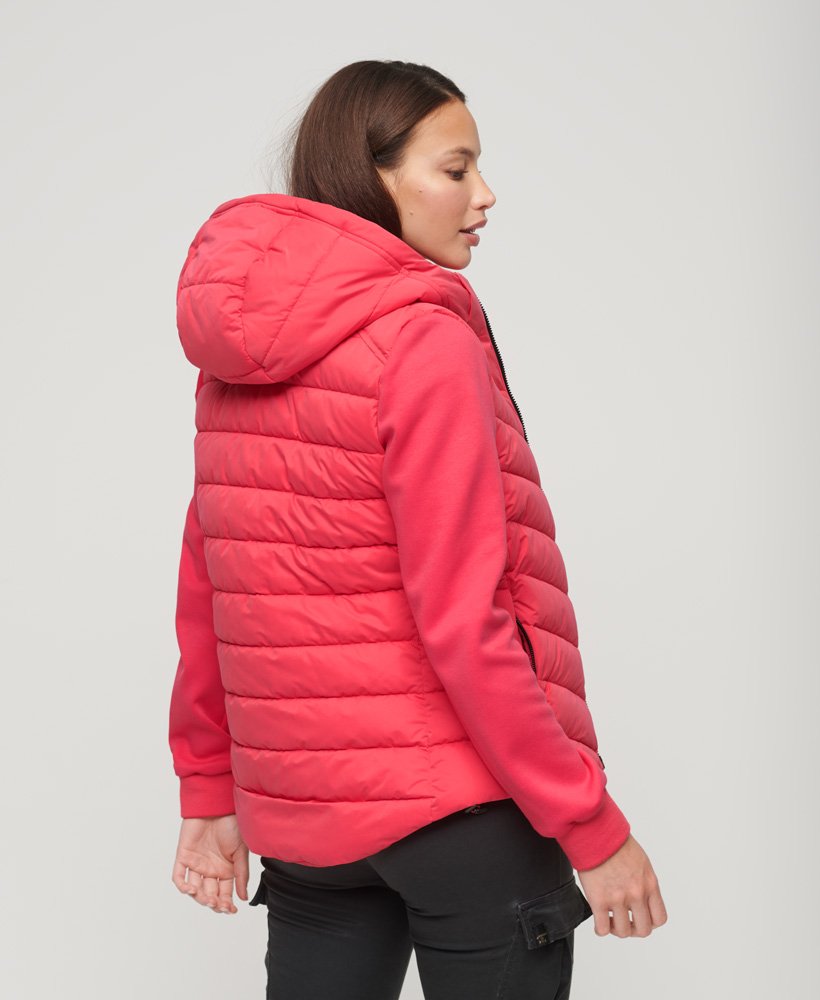 capuchon storm hybrid gewatteerde jas in active pink