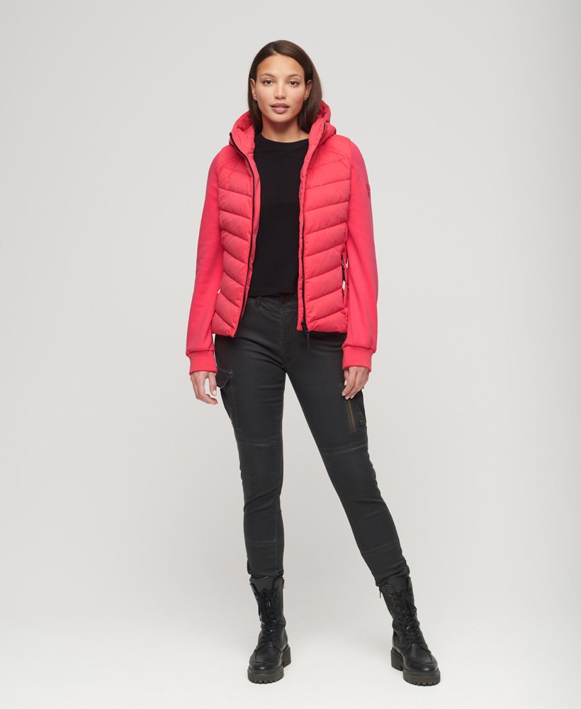 capuchon storm hybrid gewatteerde jas in active pink