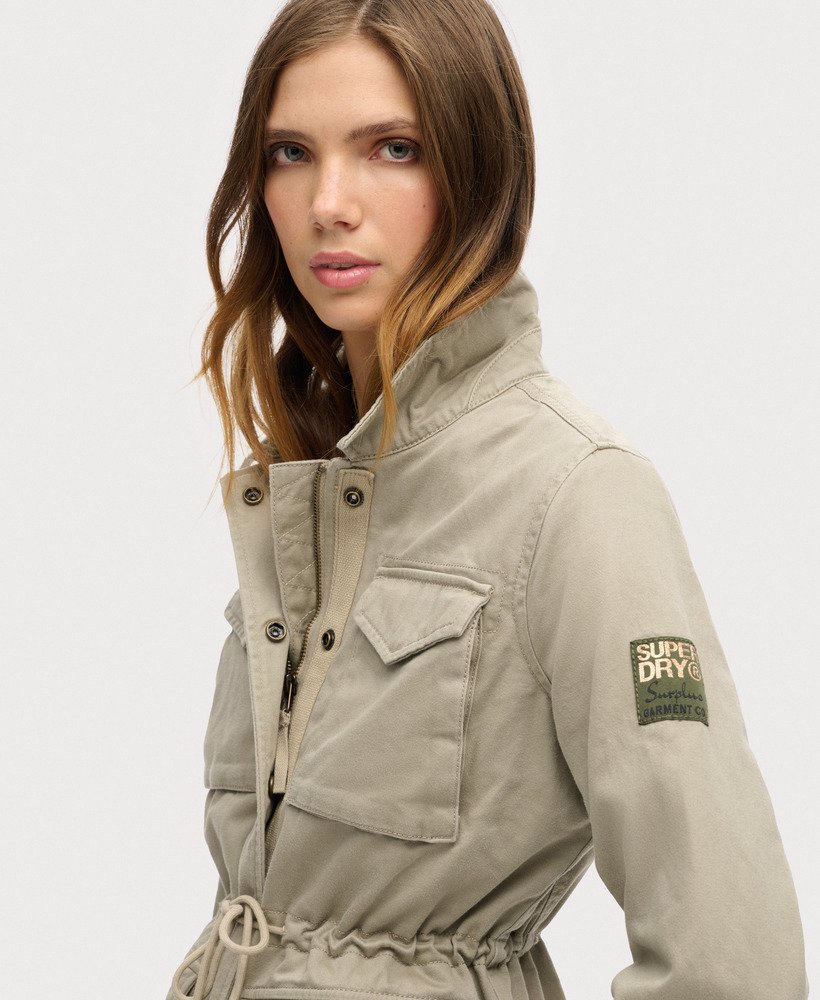 geborduurd m65 militair jack in vintage kaki