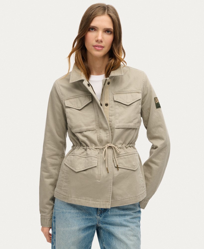 geborduurd m65 militair jack in vintage kaki