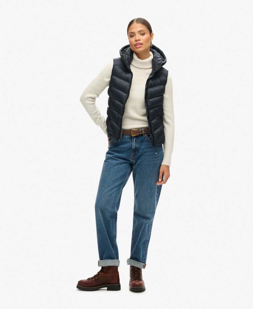 gewatteerd fuji-vest met capuchon in eclipse navy