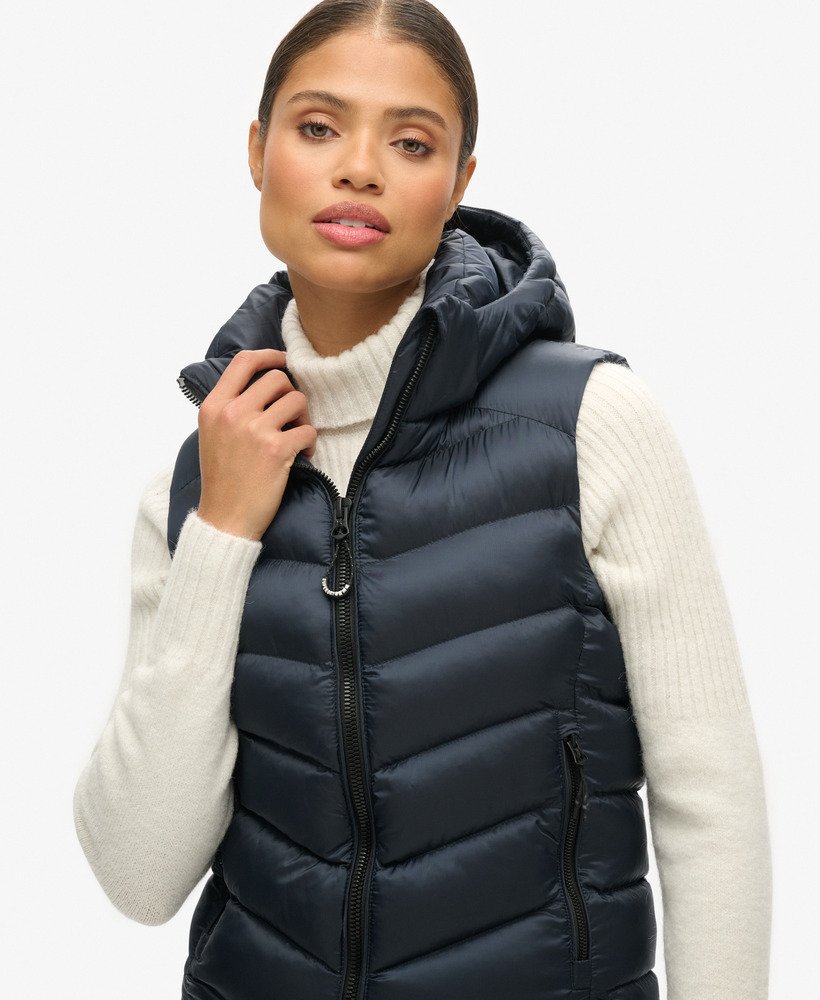 gewatteerd fuji-vest met capuchon in eclipse navy
