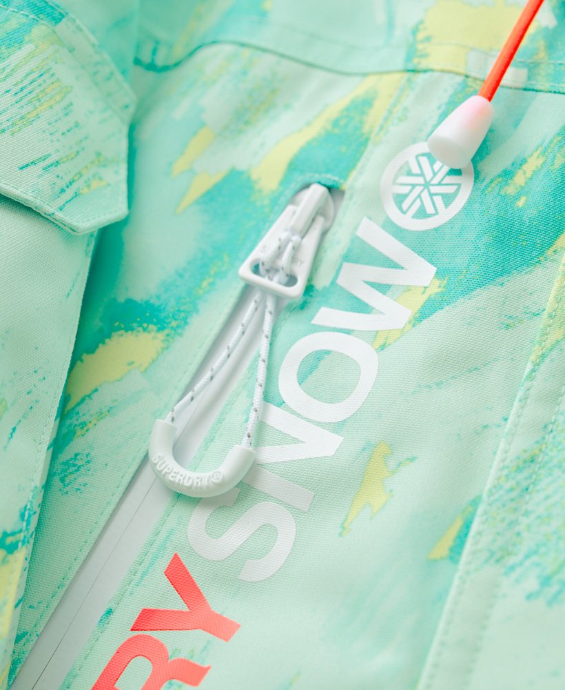 ultieme reddingsski-jas in abstracte turquoise limoengroene kleur