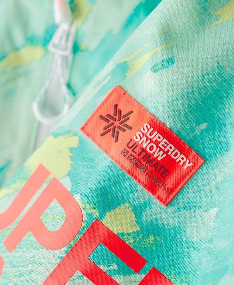 ultieme reddingsski-jas in abstracte turquoise limoengroene kleur