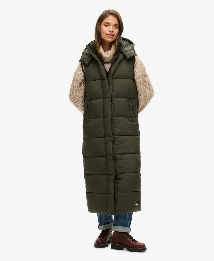 capuchonvest van ripstopstof in kaki ruitpatroon