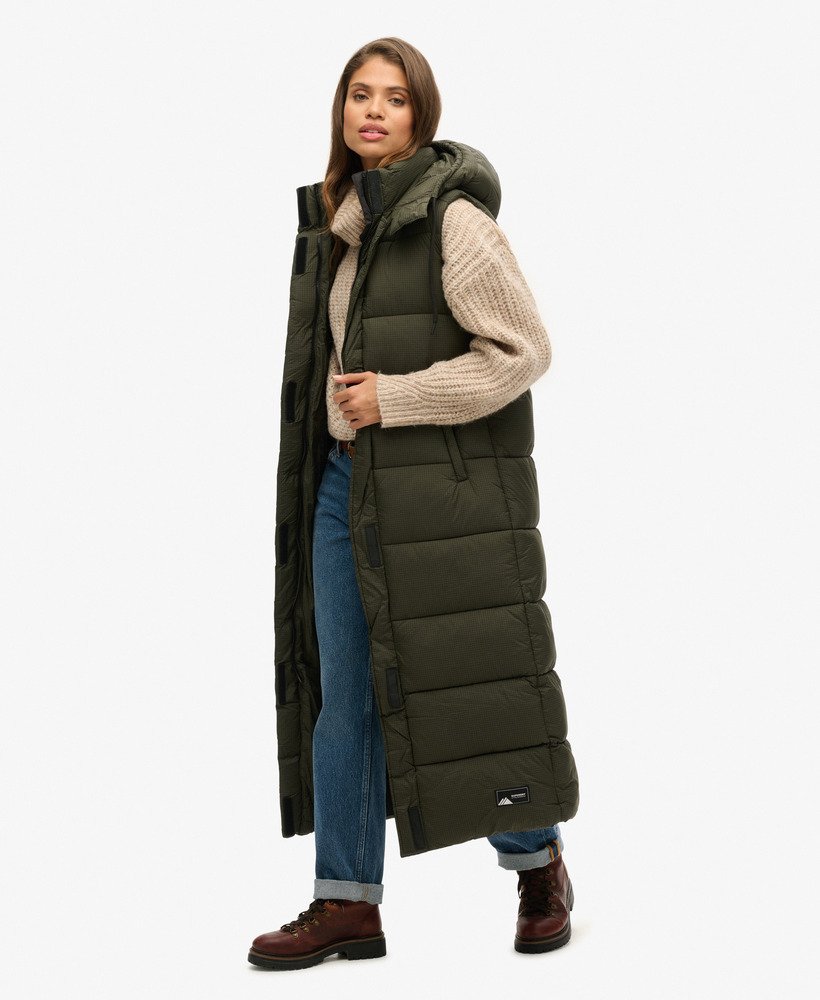 capuchonvest van ripstopstof in kaki ruitpatroon