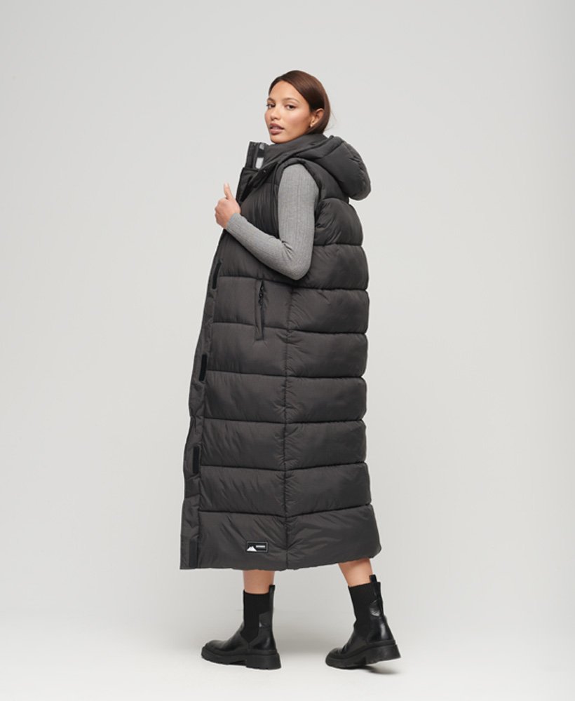 capuchonvest van ripstopstof met lange pijpen in zwart ruitpatroon