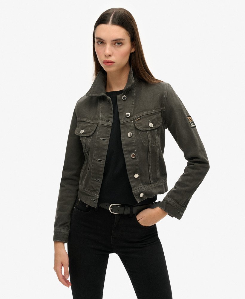 st tropez workwear cropjack in gewassen zwart