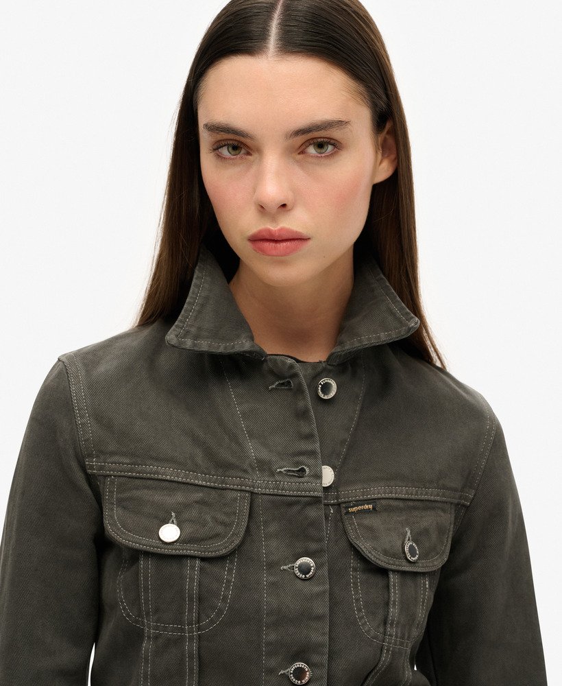 st tropez workwear cropjack in gewassen zwart