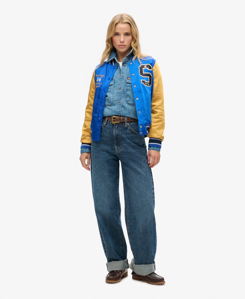 luxe varsity-jack in mazarine blauw