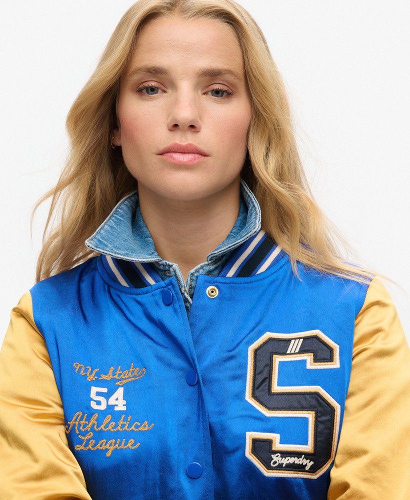 luxe varsity-jack in mazarine blauw