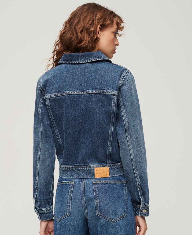 slim denim truckerjack in beverley blue