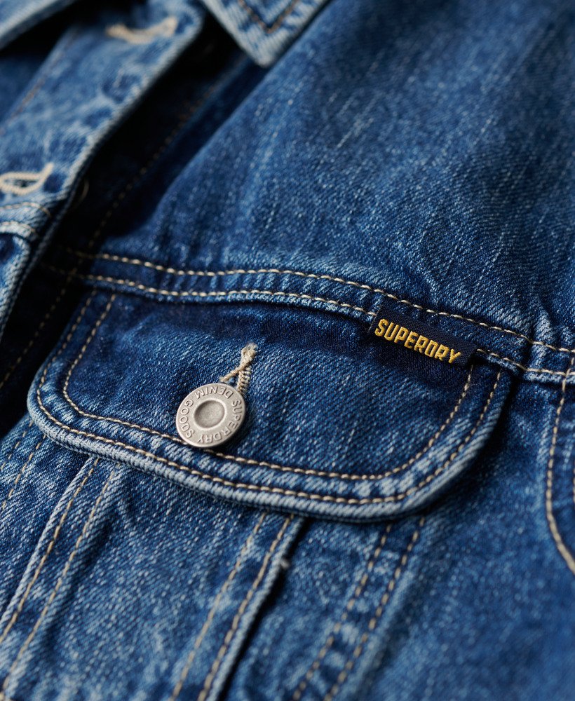 slim denim truckerjack in beverley blue