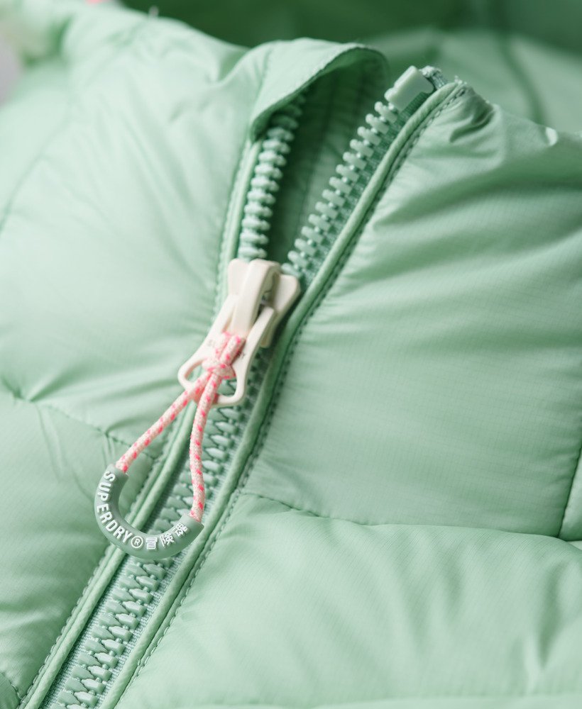 gewatteerde fuji-jas met capuchon in zeegroen