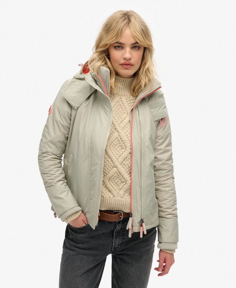 pop zip hooded arctic sd-windcheater jacket in willow grey grid