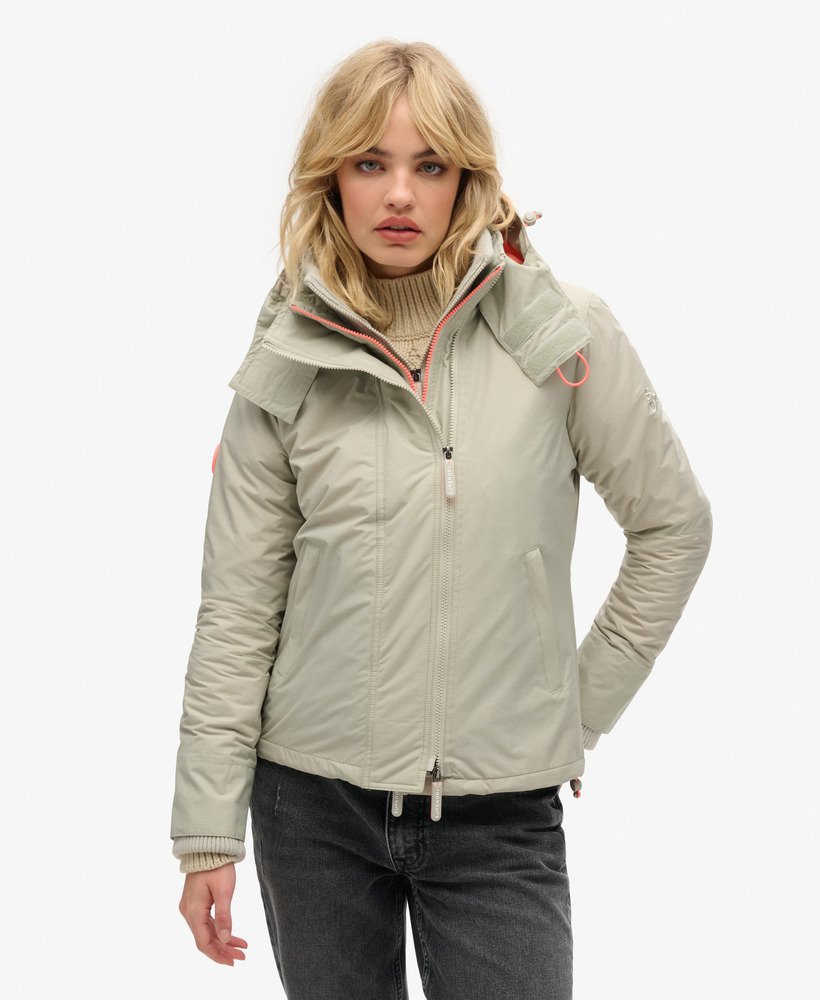 pop zip hooded arctic sd-windcheater jacket in willow grey grid