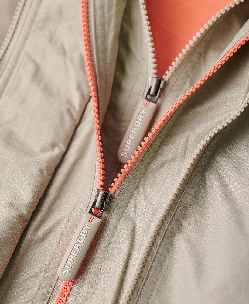 pop zip hooded arctic sd-windcheater jacket in willow grey grid