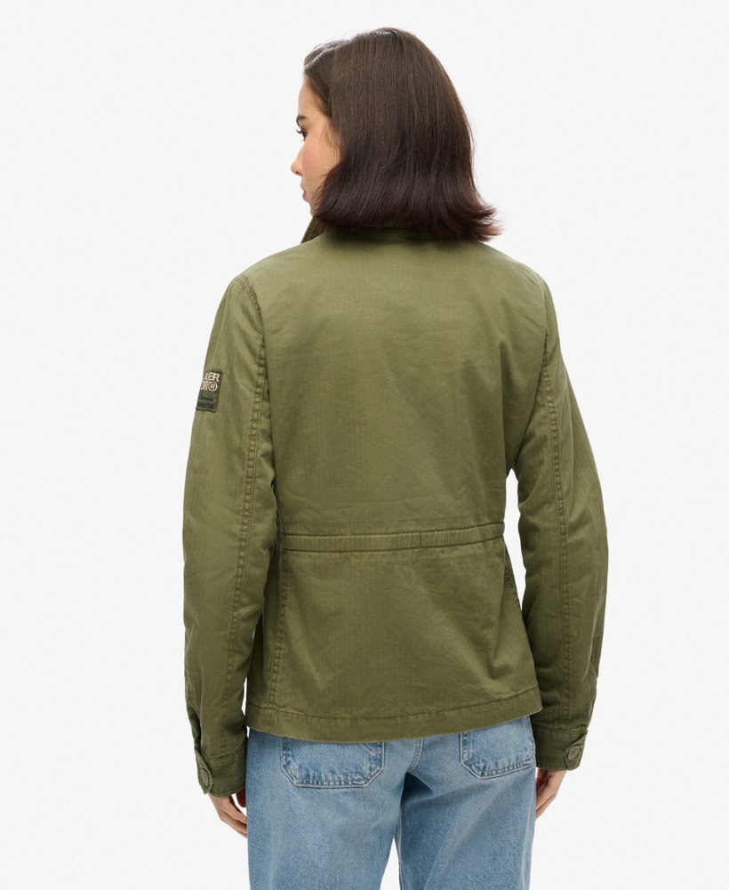 gevoerde militaire m65-jas in de kleur burnt olive.