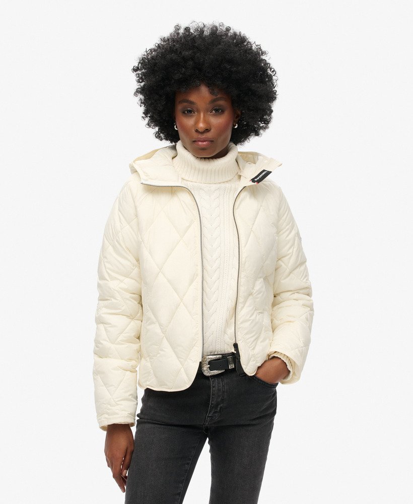 gewatteerde jas met capuchon in star white