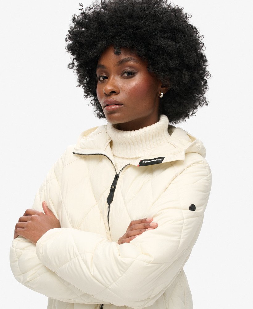 gewatteerde jas met capuchon in star white