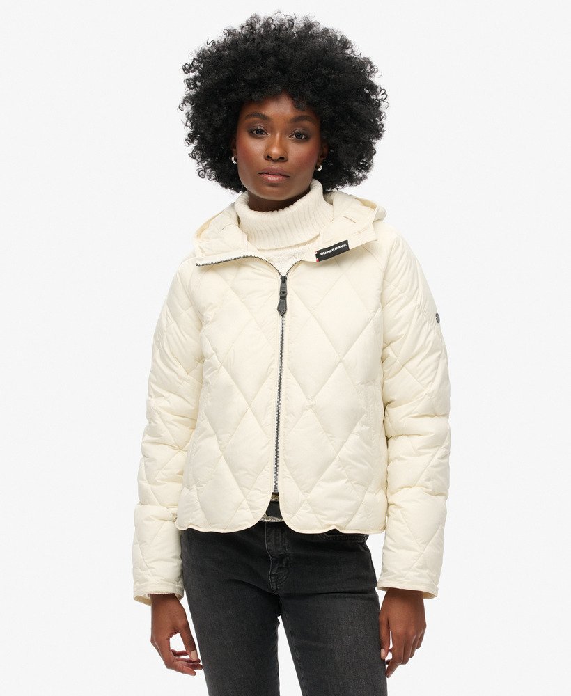 gewatteerde jas met capuchon in star white