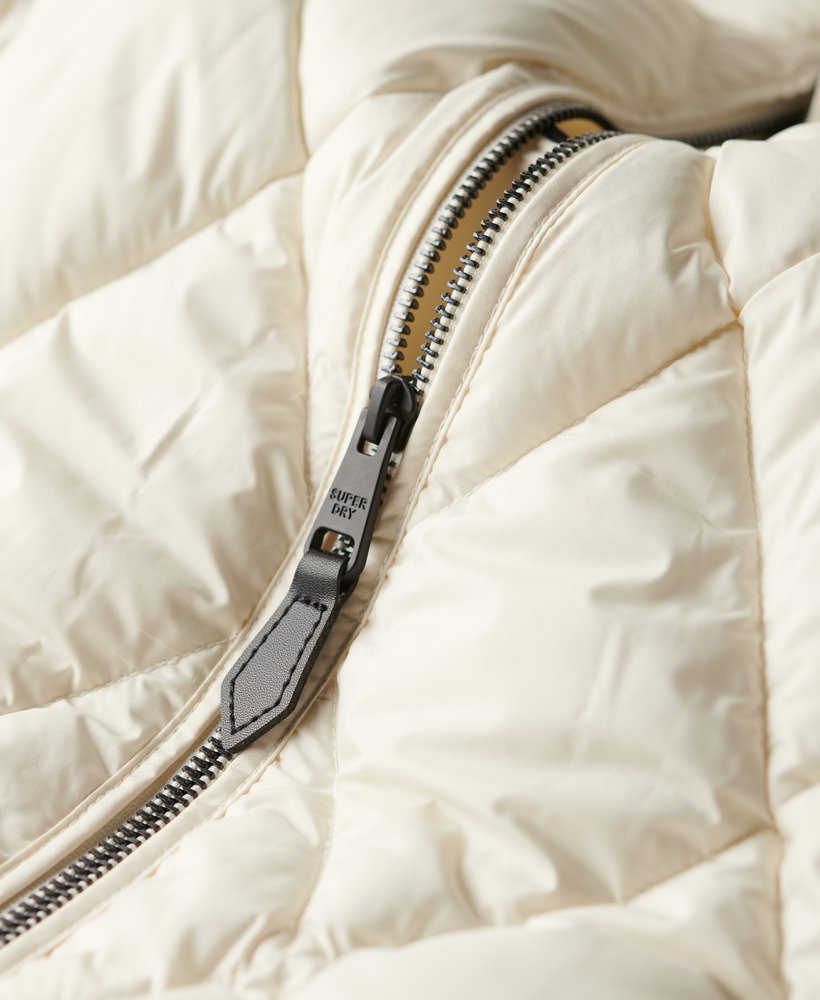 gewatteerde jas met capuchon in star white