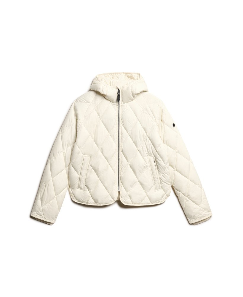 gewatteerde jas met capuchon in star white