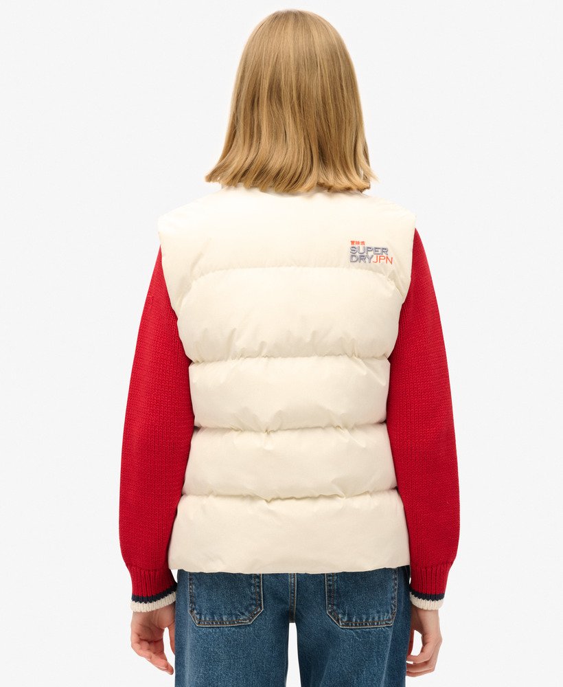 sportief gewatteerd vest in gebroken wit