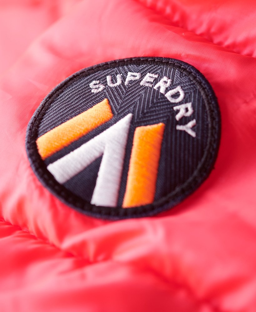 gewatteerde jas met capuchon van fuji in hyper fire pink