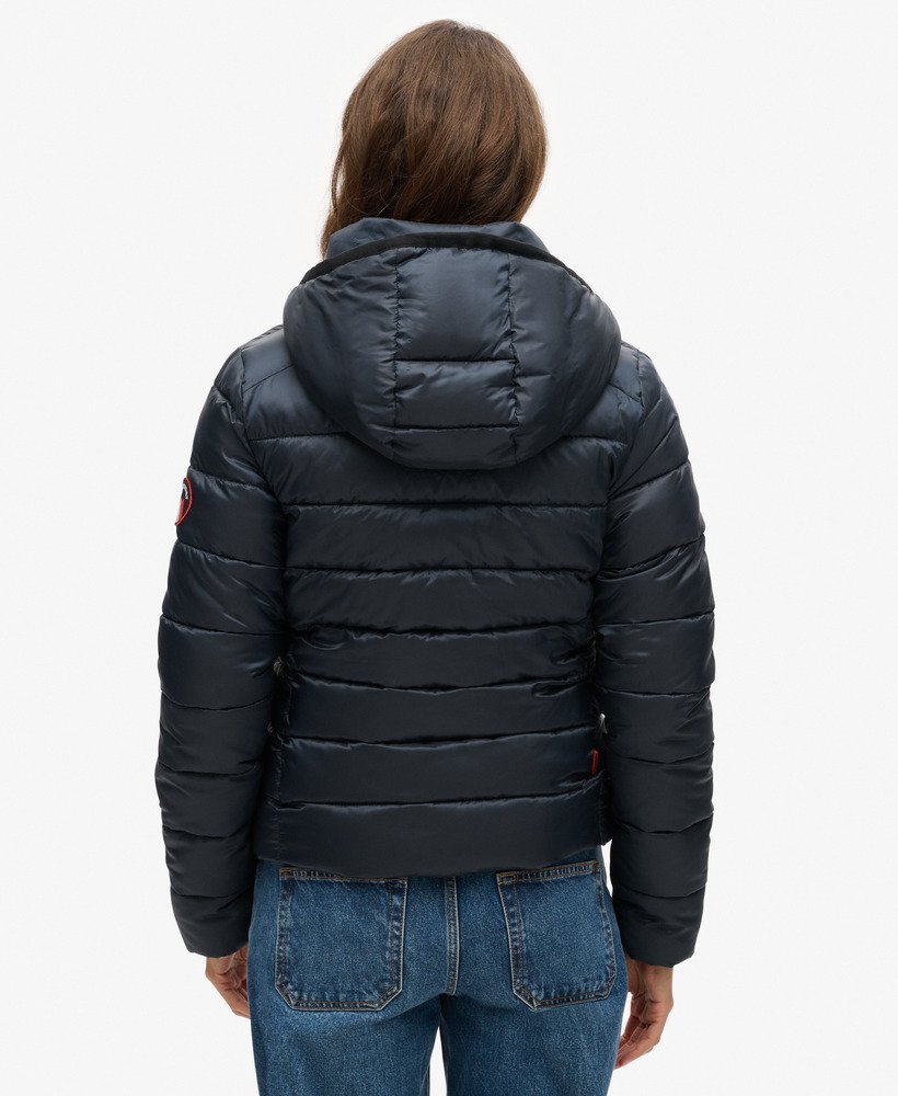 gewatteerde jas met capuchon van fuji in eclipse navy